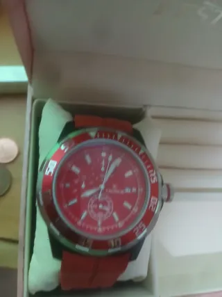 Reloj Kronos Rojo y Plateado 48mm.