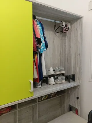 Armario puertas correderas verde y madera