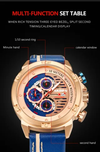 Reloj AKDPN Hombre Azul y Dorado