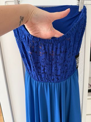 Vestido de fiesta azul plateado