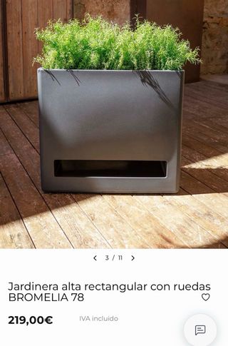 Jardinera Rectangular Gris diseño marca new garden