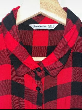 Camisa larga cuadros rojo y negro