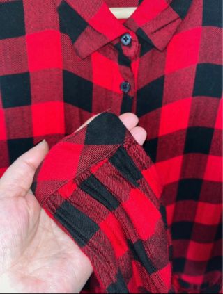 Camisa larga cuadros rojo y negro