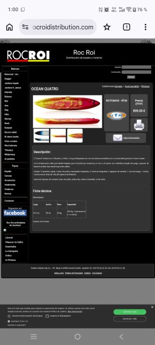 Kayak preparado para pesca