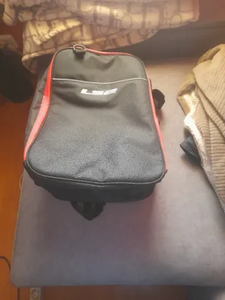 Mochila Casco Moto Negra Roja