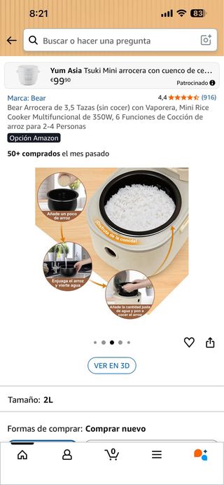 Arrocera Bear 3.5 Tazas con Vaporera
