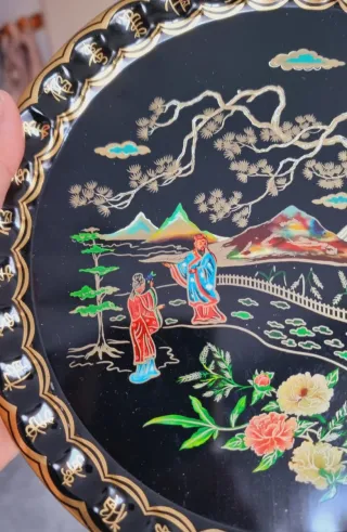 2 Platos Vintage Baret Ware Estilo Oriental
