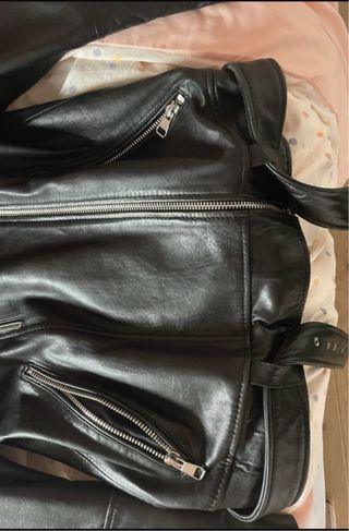 Chaqueta Cuero Oversize Zara Piel Auténtica