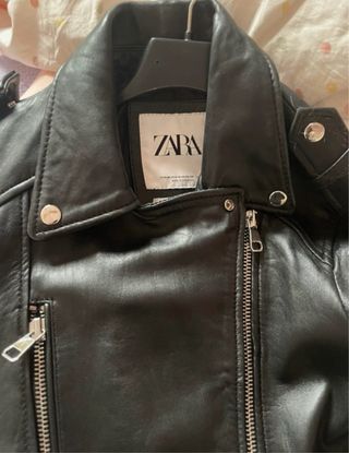 Chaqueta Cuero Oversize Zara Piel Auténtica