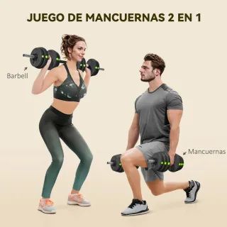 Kit Mancuernas 30kg 2 en 1 con Barra