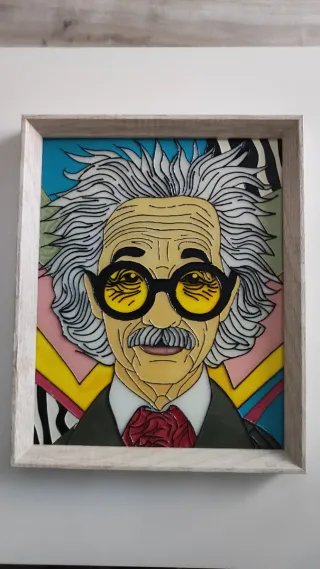 Cuadro Pintura Vidrio Einstein Multicolor
