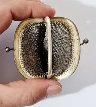 Antiguo monedero doble plata maciza