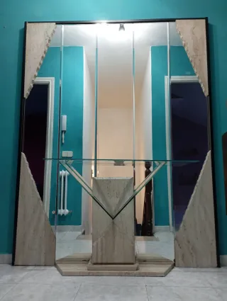 Espejo recibidor decorativo piedra y cristal