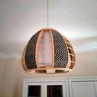 Lámpara diseño árabe bambú y madera