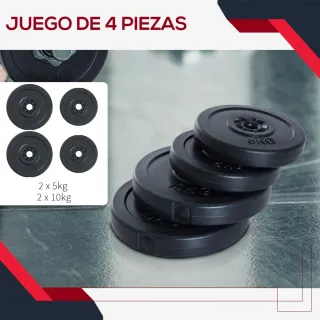 4 Discos Pesas 2x5kg y 2x10kg