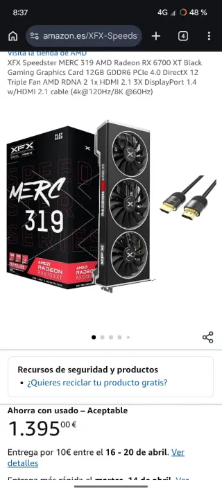 XFX RX 6700 XT 12GB Tarjeta Gráfica