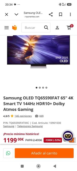 TV 65 Negro samsung
