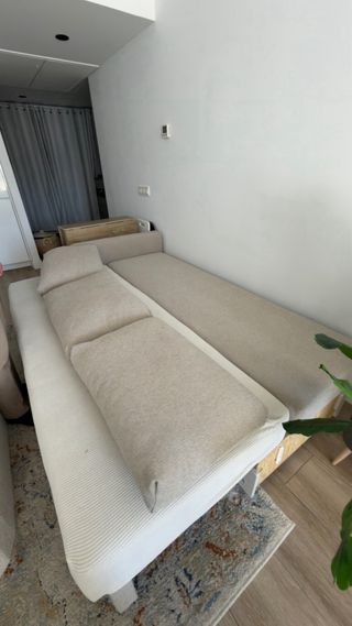 Sofá Cama Beige con Almacenamiento