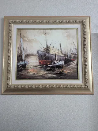 Cuadro de Barcos en Puerto