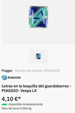 Cresta Cromada Vespa LX Piaggio guardabarros