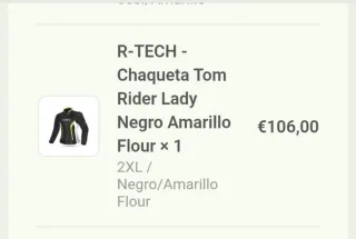 Chaqueta Moto R-TECH Tom Rider Lady Negra Amarilla