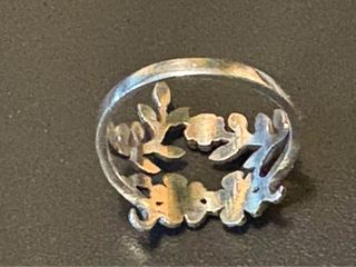 Anello vintage artigianale fiori argento
