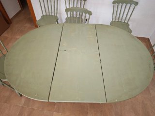 Mesa comedor redonda madera extensible y 6 sillas