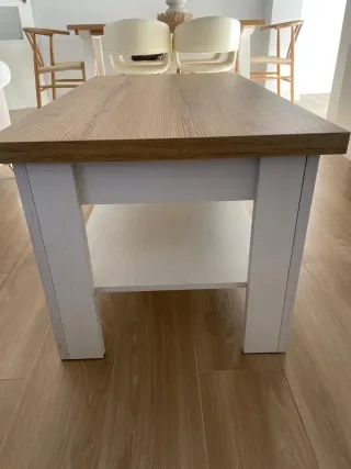 Mesa auxiliar madera marrón y blanca