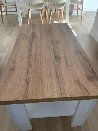 Mesa auxiliar madera marrón y blanca