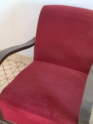 PAREJA DE BUTACAS. MADERA Y TERCIOPELO. ART DECO