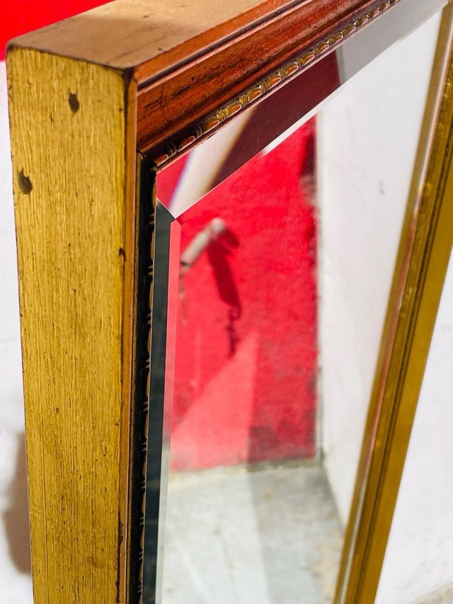 Espejo madera dorado luna biselada