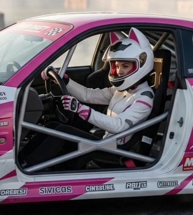 Casco Moto Gatita Orejas Rosa/Blanco 54-56 NUEVO