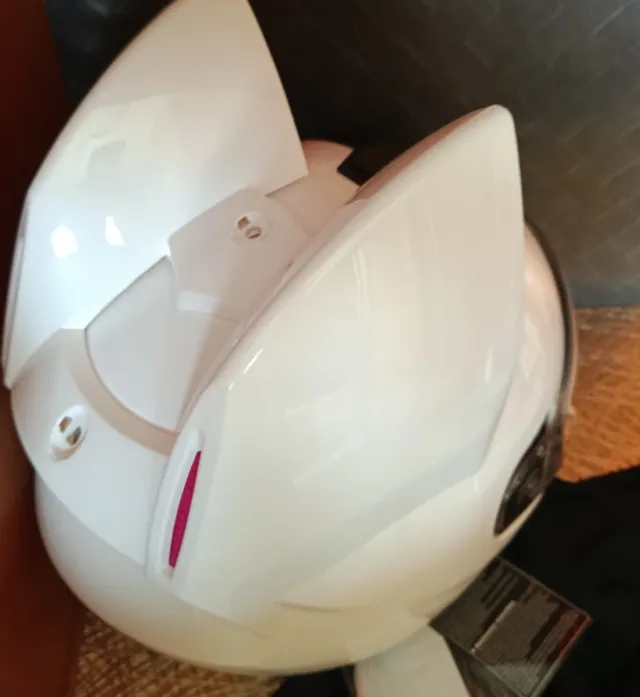 Casco Moto Gatita Orejas Rosa/Blanco 54-56 NUEVO