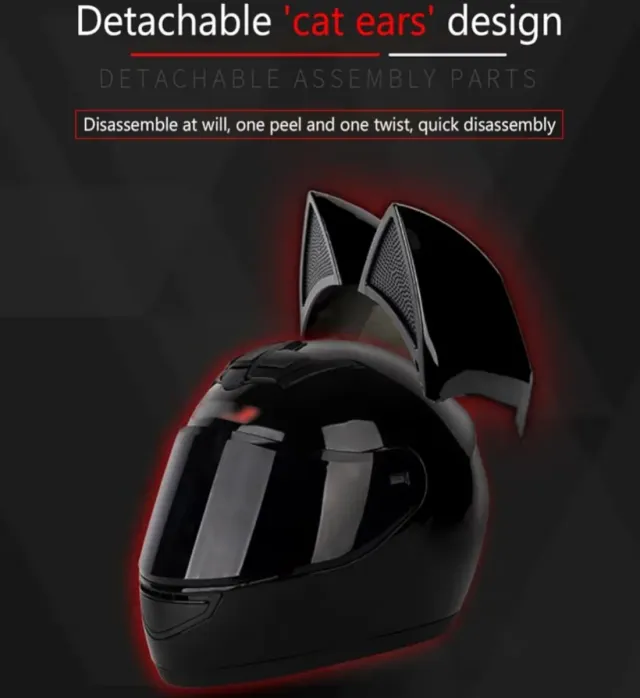 Casco Moto Gatita Orejas Rosa/Blanco 54-56 NUEVO