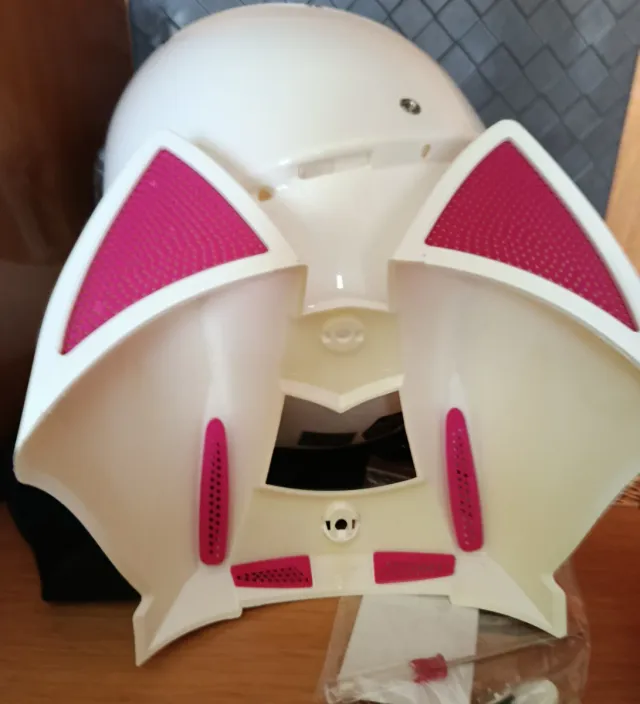 Casco Moto Gatita Orejas Rosa/Blanco 54-56 NUEVO
