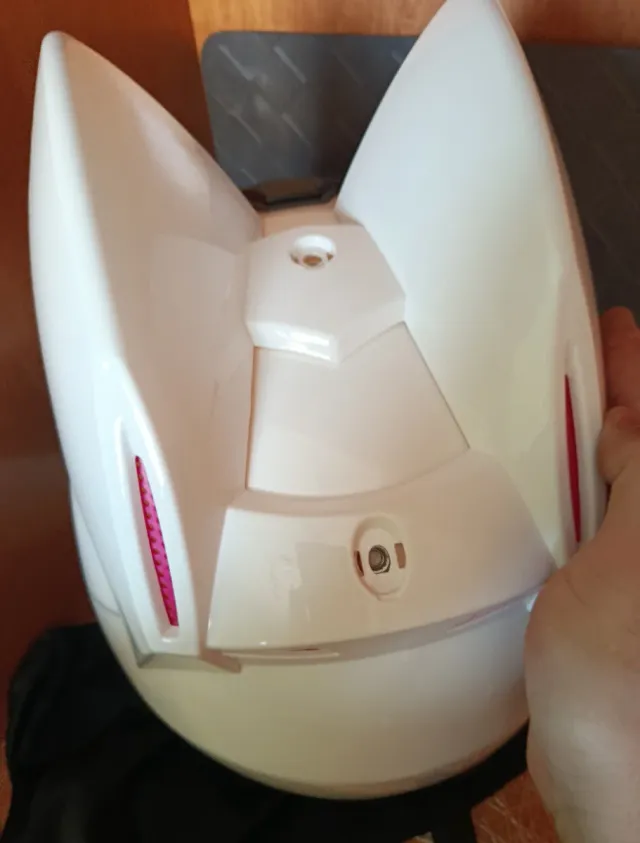 Casco Moto Gatita Orejas Rosa/Blanco 54-56 NUEVO