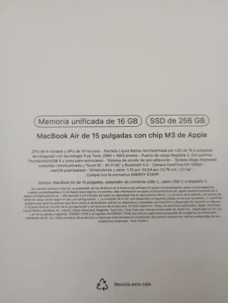 MacBook Air 15 M3 2024 16GB Sonoma 14.6