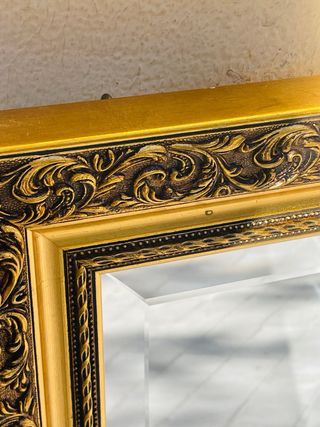 Espejo antiguo madera dorado biselado