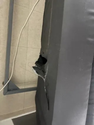 Sofá cama gris polipiel Fondo 120  Ancho 195