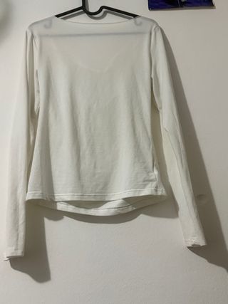 Camiseta manga larga escote drapeado