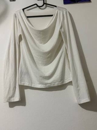 Camiseta manga larga escote drapeado