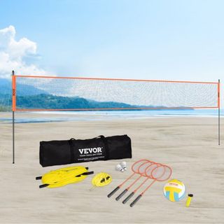 Juego de Voleibol y Bádminton, Red de Bádminton Portátil para Exterior, Postes de Acero de Altura Ajustable, Juego Profesional con Voleibol de PVC, Bomba, Bolsa de Transporte, Fácil Instalación pa...