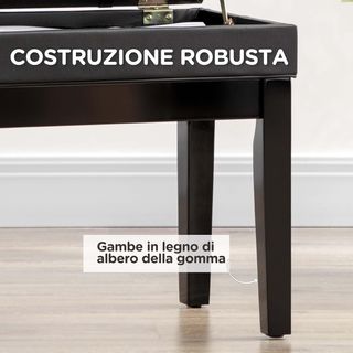 Taburete para Piano Con Altura Regulable Y Compartimento, Banco para Piano de Madera Y Piel Sintética PU, 63X35X46-56Cm, Negro