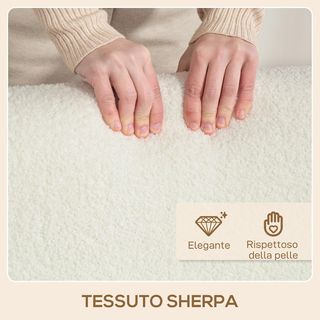 Poltrona da soggiorno con rivestimento in tessuto Sherpa, poltroncina in stile nordico con braccioli e gambe in legno di gomma, imbottitura spessa, crema