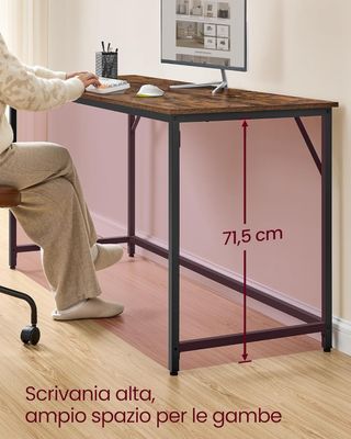 Escritorio para Computadora, Estación de Trabajo, 60 X 160 X 76 Cm, Escritorio de Oficina, Estudio Dormitorio Sala de Estar, Marrón Vintage y Negro Tinta LWD121K01