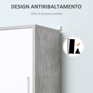 Columna de Baño Con 2 Armarios Y 2 Compartimentos Abiertos, Mueble Ahorrador de Espacio Alto en Madera Efecto Cemento, 30X30X180Cm, Gris