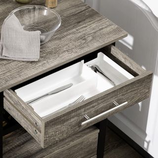 Carrito De Cocina Portacomidas Con 3 Cajones Y Estante, Mueble Multiusos De Madera De Aglomerado, 60X50X84.5Cm, Roble