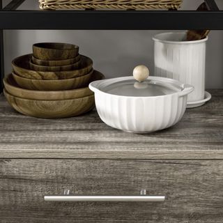 Carrito De Cocina Portacomidas Con 3 Cajones Y Estante, Mueble Multiusos De Madera De Aglomerado, 60X50X84.5Cm, Roble