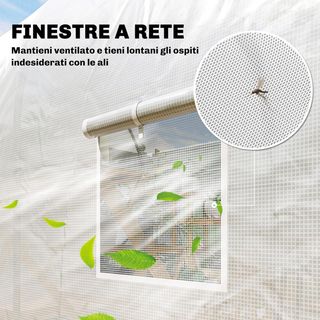 Invernadero para Huerto Con 6 Ventanas Y Puerta Enrollable, Invernadero De Jardín En Forma De Túnel, Invernadero Para Plantas Con Estructura De Metal Y Tela De Polietileno, 3.5X2X2M, Blanco