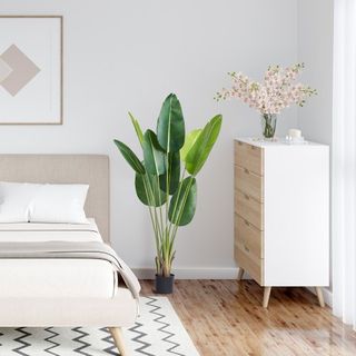 Albero Artificial di Uccelli del Paradiso, Pianta Artificiale di 1,5m, Materiale PE e Protezione Antiribaltamento, Pianta a Bassa Manutenzione, Albero Artificiale Verde Realistico per Decorazione Domestica, Ufficio...